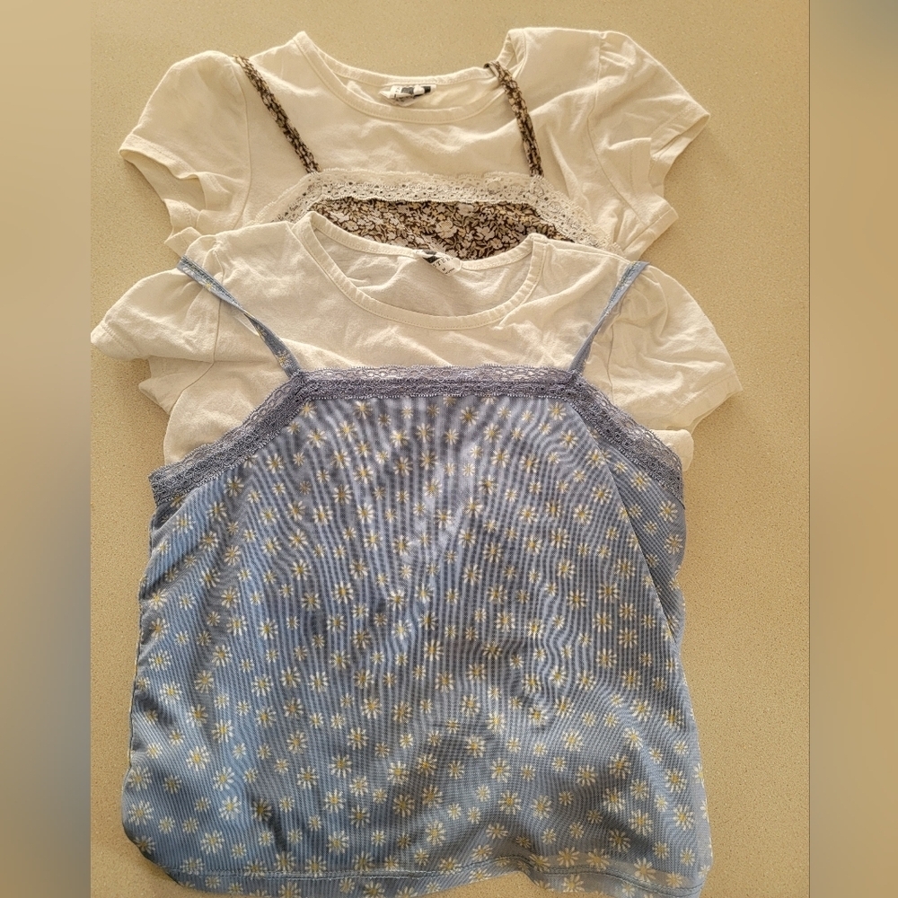 Girls Floral Layering Top 2 Pack Size Medium